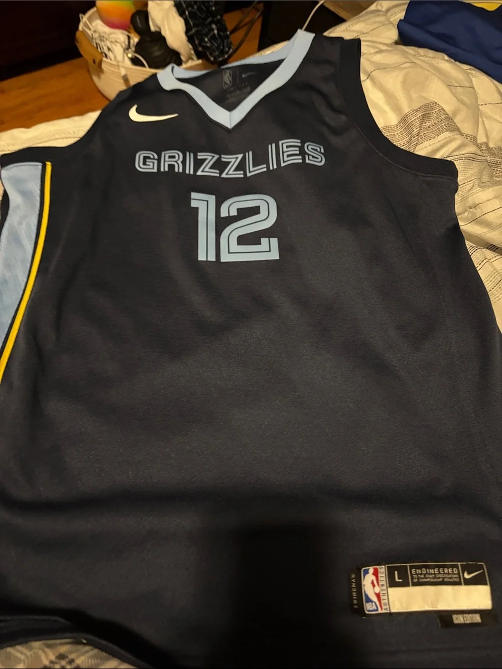 Nike Navy and Light Blue Memphis Grizzlies #12 Basketball Jersey Morant